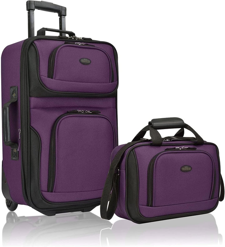 Expandable 2-piece carry-on luggage set with smooth skate wheels. Softside for flexible packing.