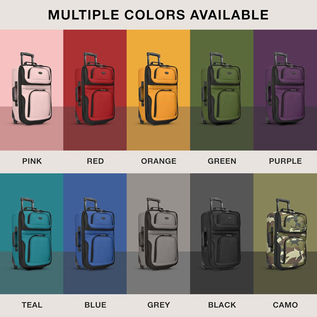 Expandable softside carry-on luggage with skate wheels, part of a 2-piece travel set.