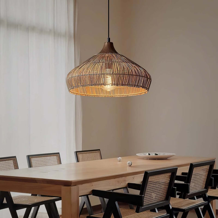 Woven Rattan Pendant Light - Handcrafted Bohemian Decor