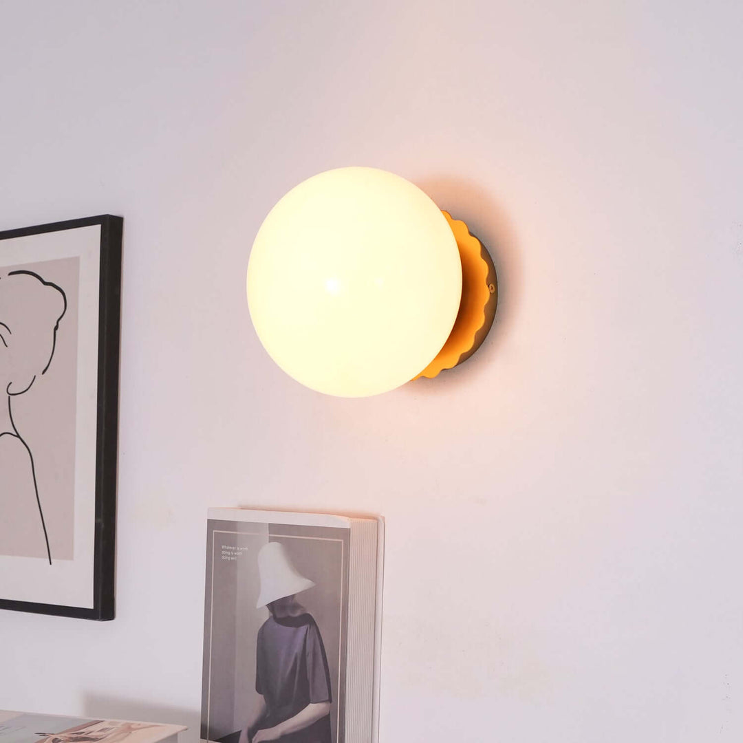 Pink Glass & Metal Sconce Light - 20cm