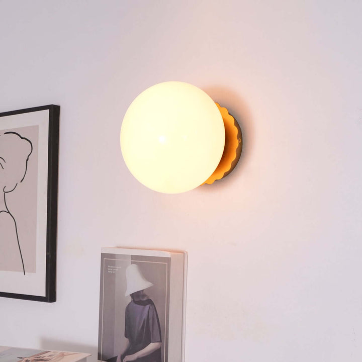 Pink Glass & Metal Sconce Light - 20cm