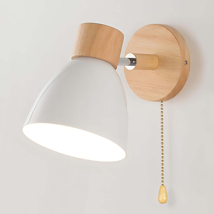 Nordic Modern Wood Hanging Wall Lamp with Switch