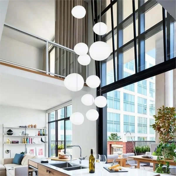 Modern Pendant Light Fixture, Hand-Blown Glass