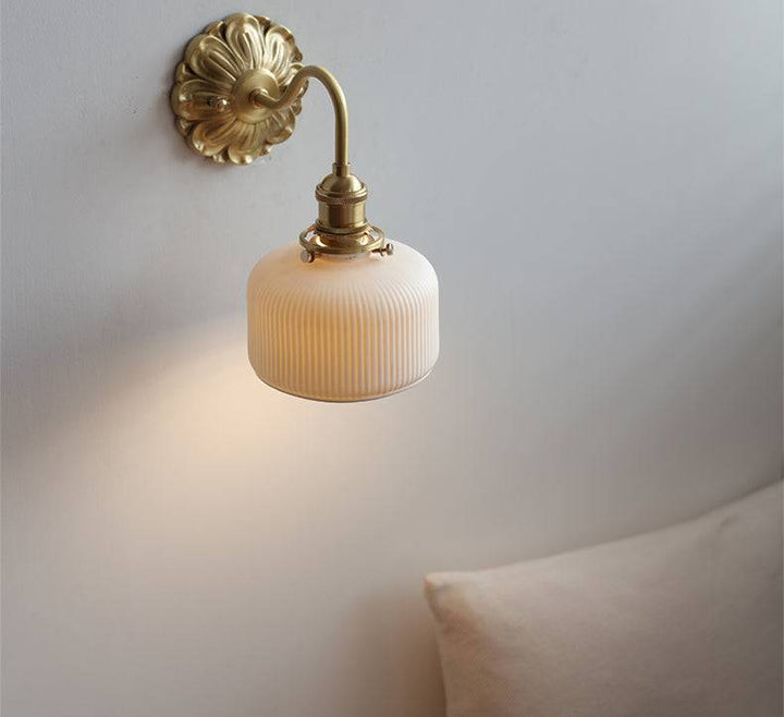 Ceramic & Brass Wall Sconce Light Fixture