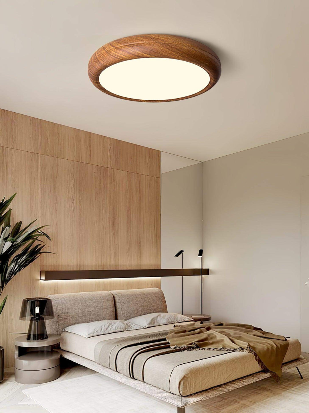 Modern Wood Grain LED Ceiling Light Fixture