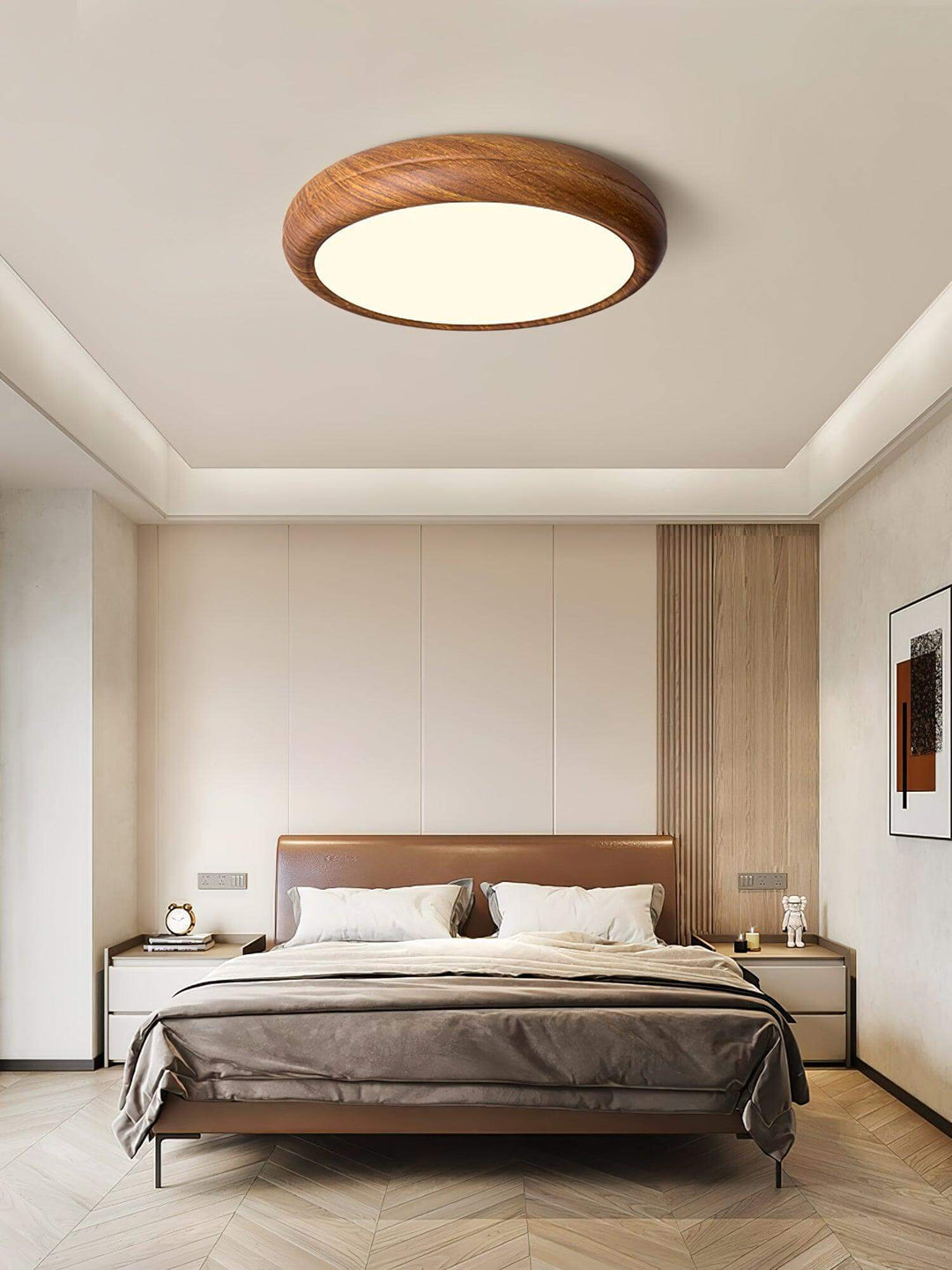 Modern Wood Grain LED Ceiling Light Fixture