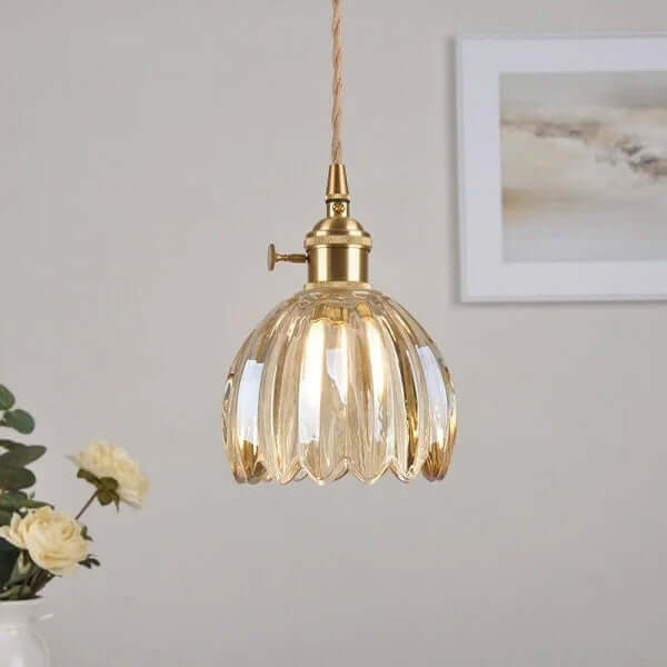 Retro Glass Flower Pendant Light