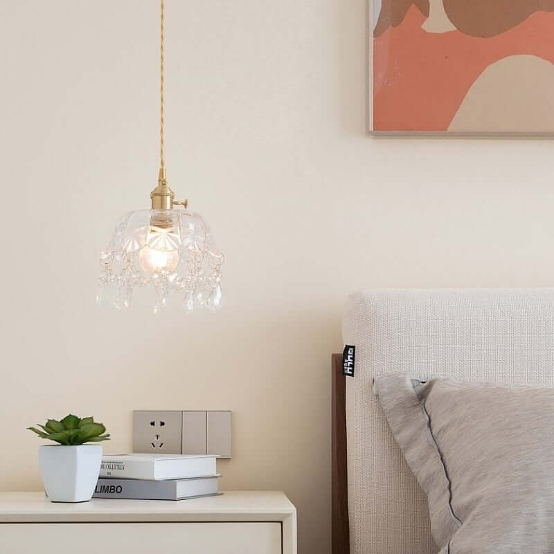Crystal Glass Pendant Lamp - Elegant Transparent Design
