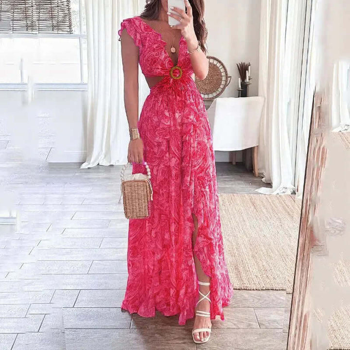 Women's Floral V-Neck Midi Dress