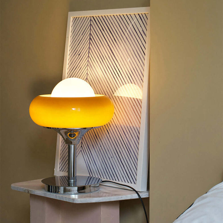 Vintage Yellow Glass Table Lamp