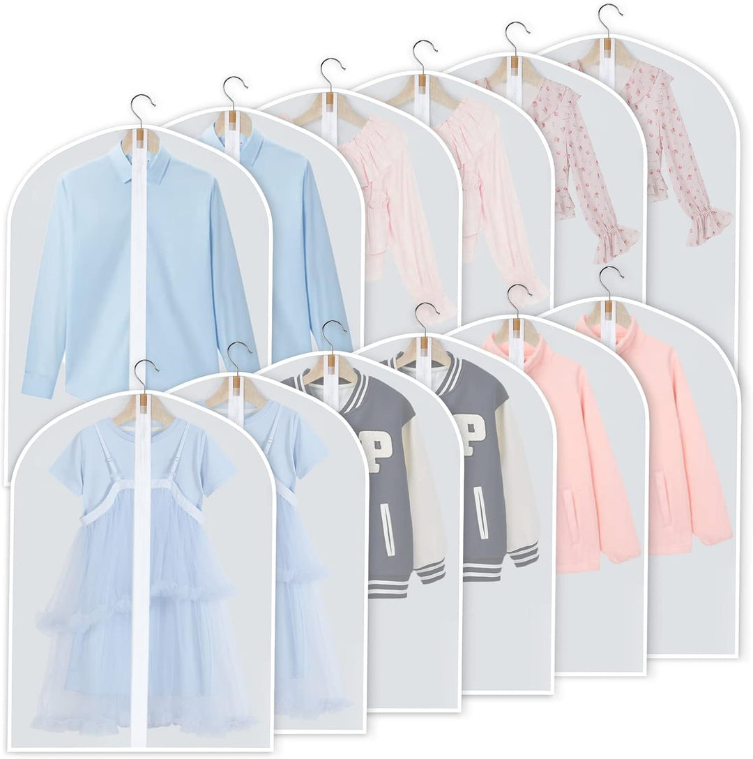 Unisex 24-pack PEVA garment covers, perfect for travel & home clothing storage.