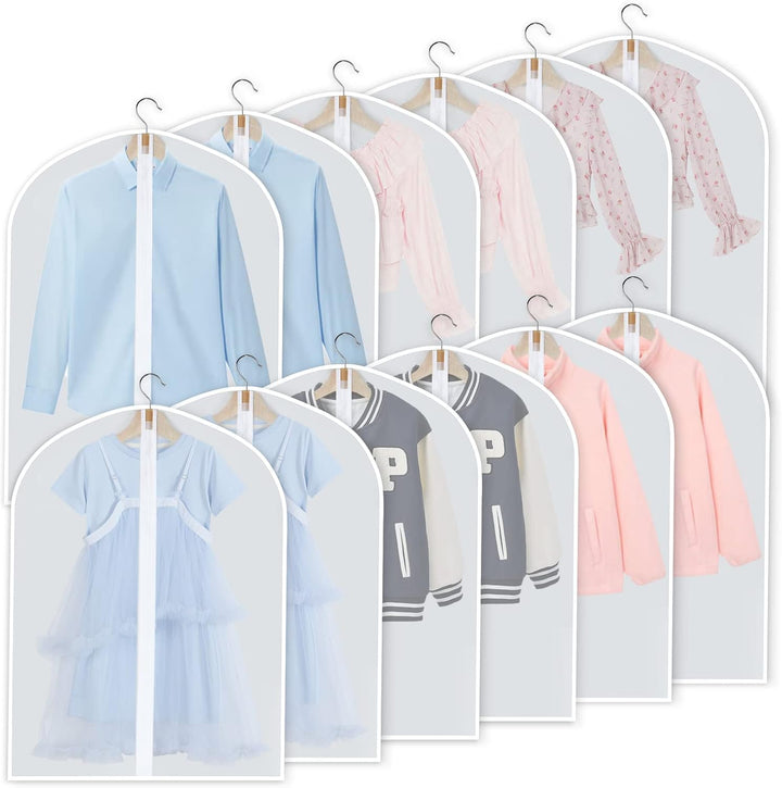 Unisex 24-pack PEVA garment covers, perfect for travel & home clothing storage.