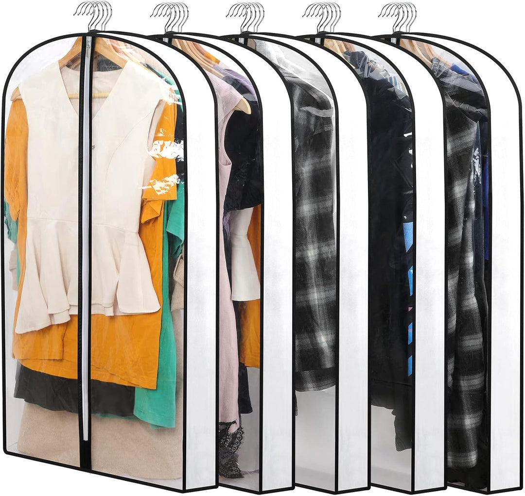 Premium PEVA garment dust covers, 24-piece set, for ultimate wardrobe care.
