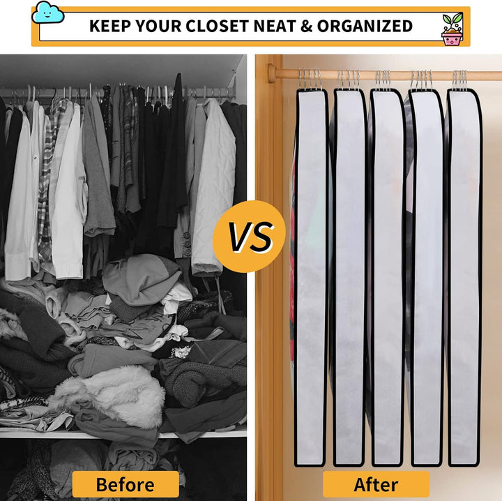 Upgrade your closet with 24 PEVA garment covers, offering dust-proof protection.