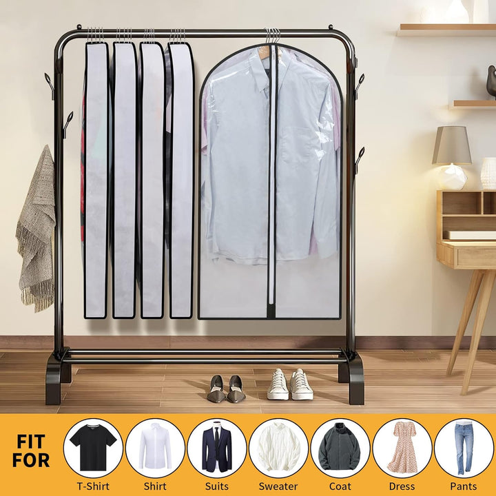 Easy-to-use PEVA garment covers, 24-pack, for neat & organized clothing storage.