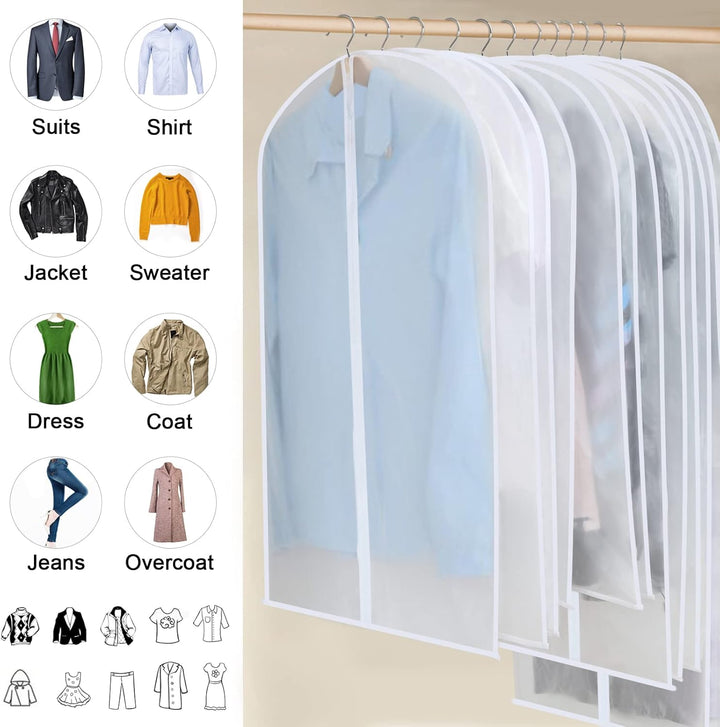 Dust-proof clothing protection: 24 PEVA garment covers for wardrobe organization.