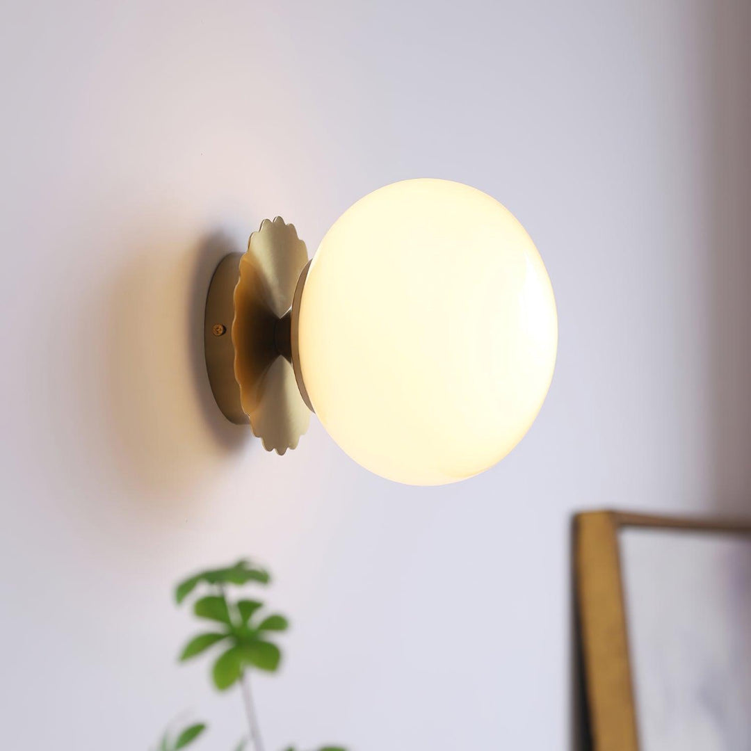 Pink Glass & Metal Sconce Light - 20cm