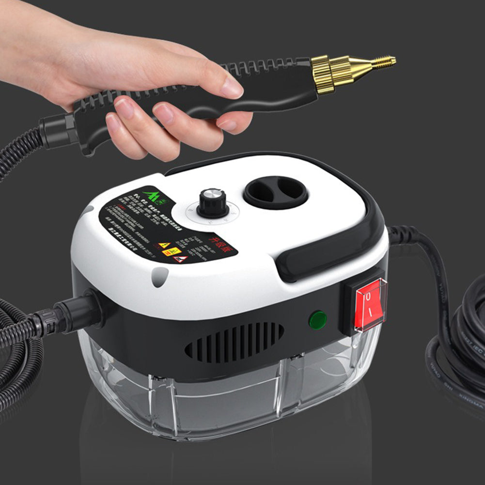 High-pressure 2500W steam cleaner deep cleans kitchen appliances, floors, & bathroom surfaces.