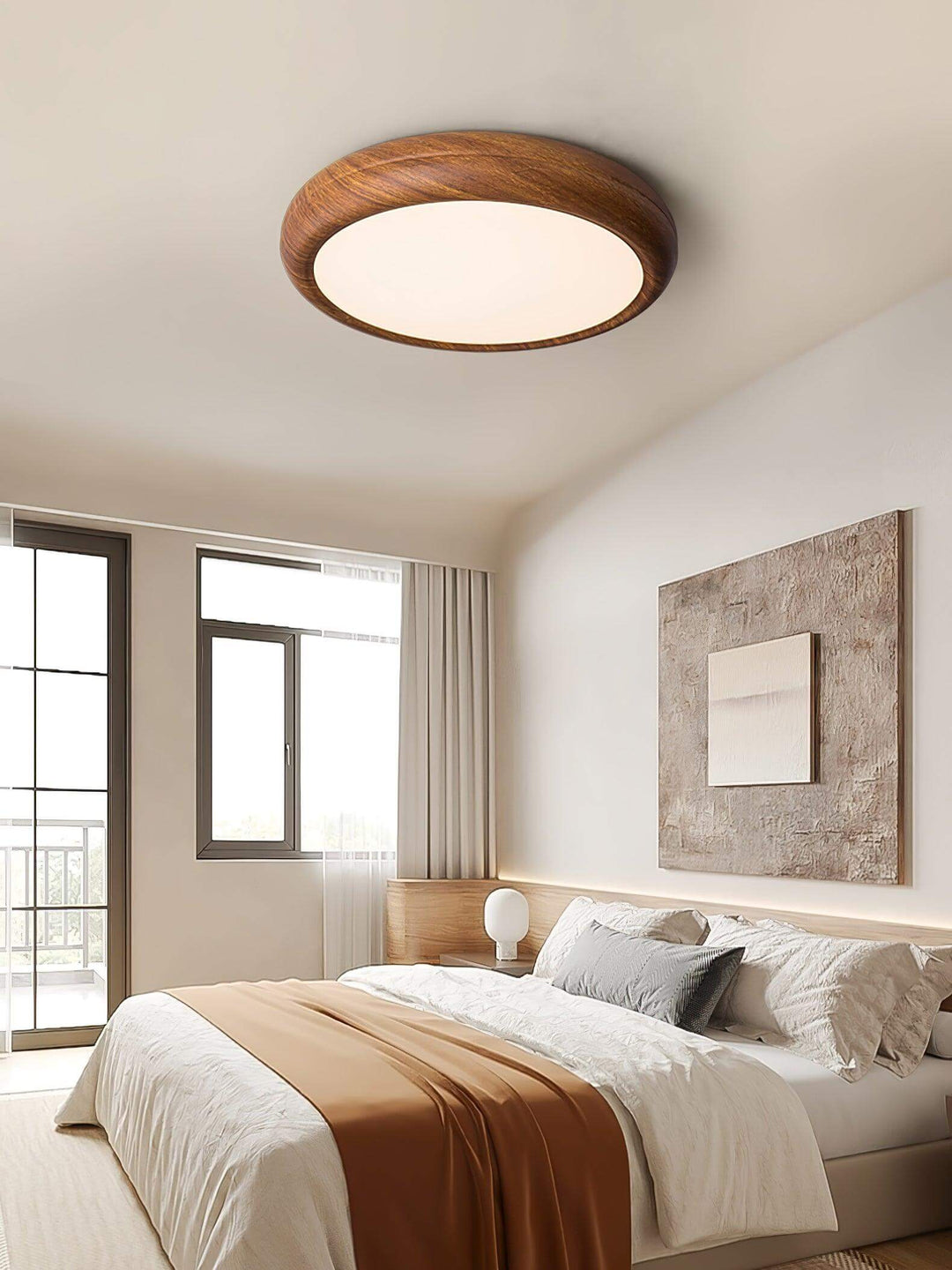 Modern Wood Grain LED Ceiling Light Fixture