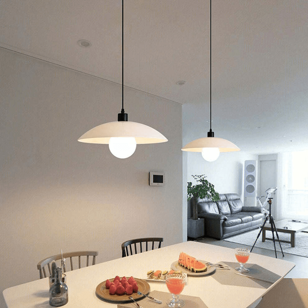 Modern White Glass Disc Pendant Light