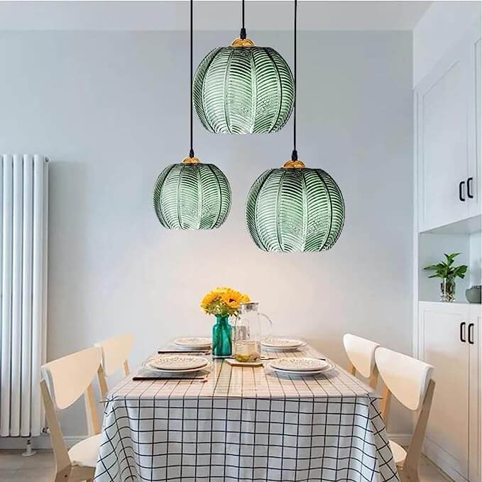Frosted Glass Pendant Light with Decorative Leaf Pattern