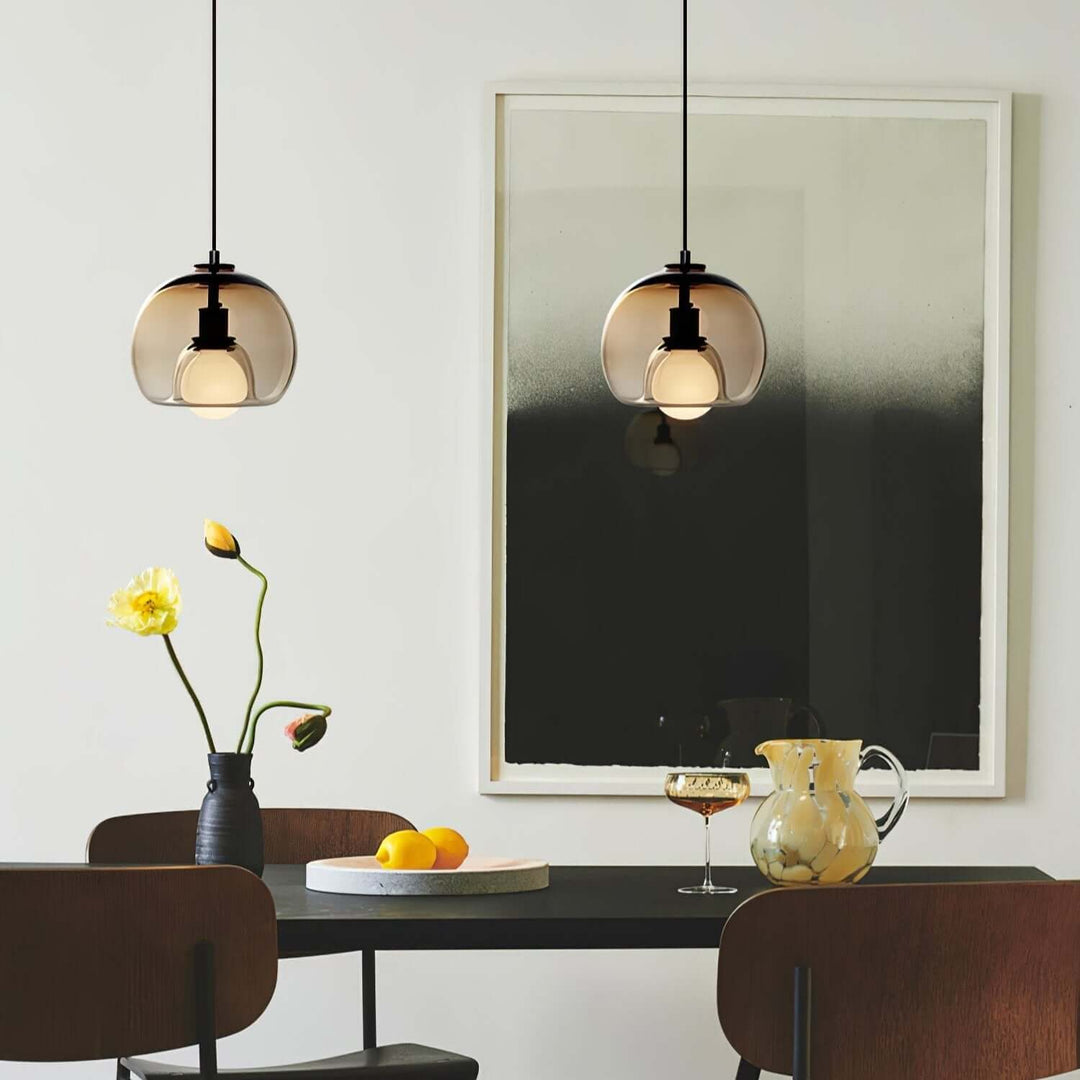 Modern Glass Pendant Light, 25cm Diameter