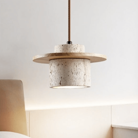 Travertine Stone Pendant Light - Natural Cave Stone