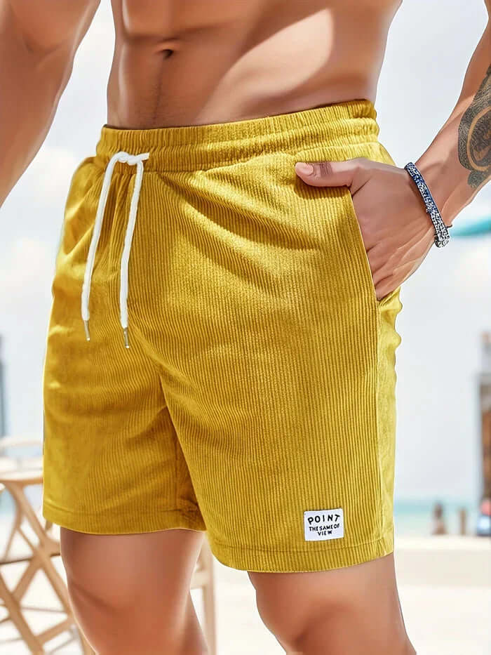 Men's Textured Casual Shorts with Drawstring