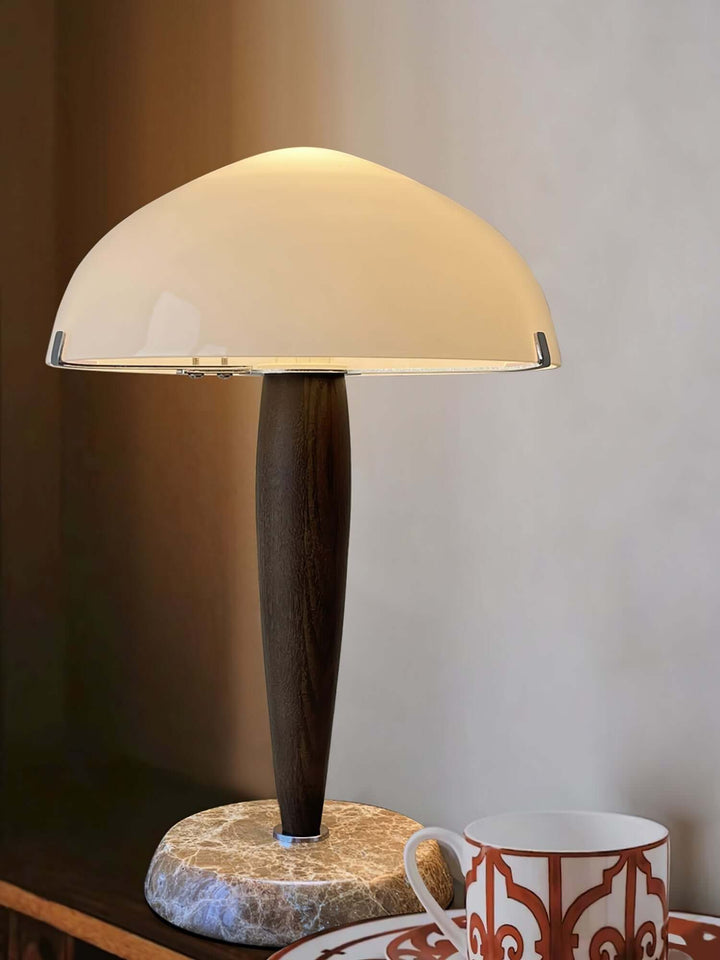 Elegant Glass & Wood Table Lamp
