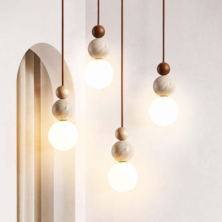 Natural Travertine Stone Pendant Light