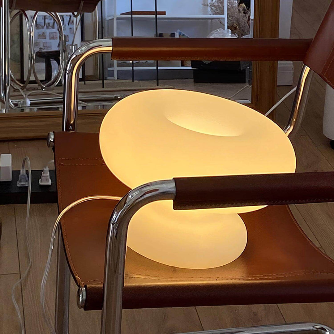 Modern Round Table Lamp with Metal Accent