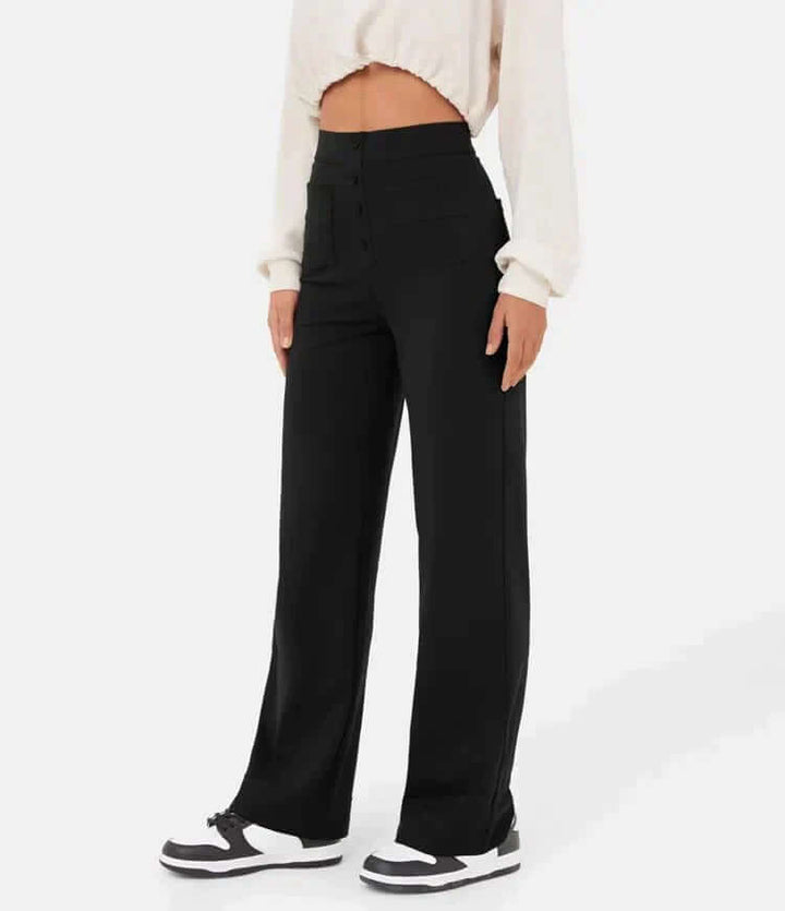 High-Waisted Straight Leg Trousers