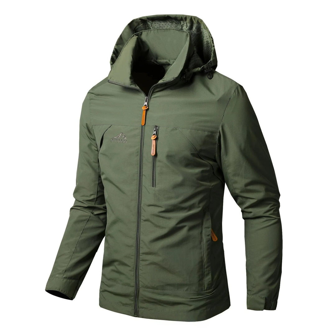 Men's Zip-Up Jacket with Water-Resistant Design and Collar