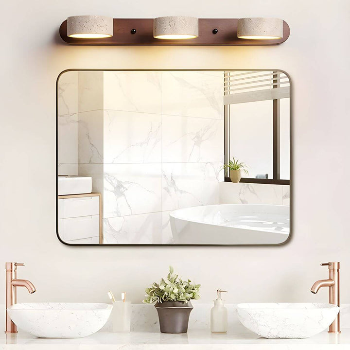 Natural Stone & Wood Wall Light Fixture