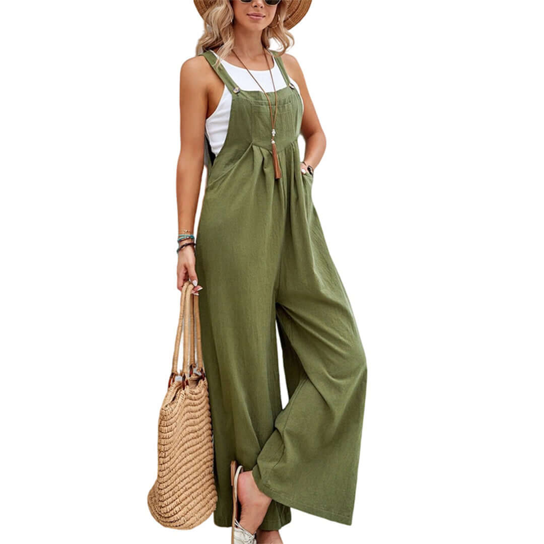 Lightweight Sleeveless Wide-Leg Jumpsuit