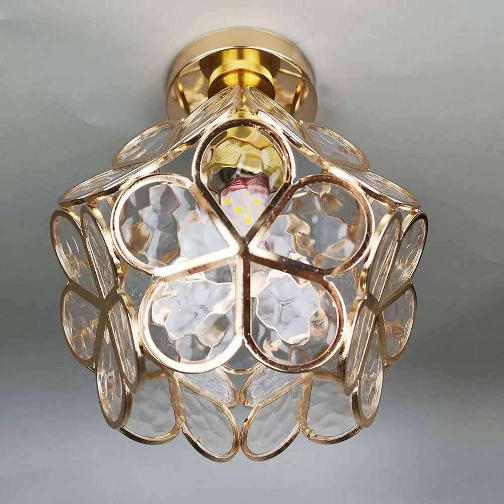 Floral Glass Ceiling Light Fixture for Hallway