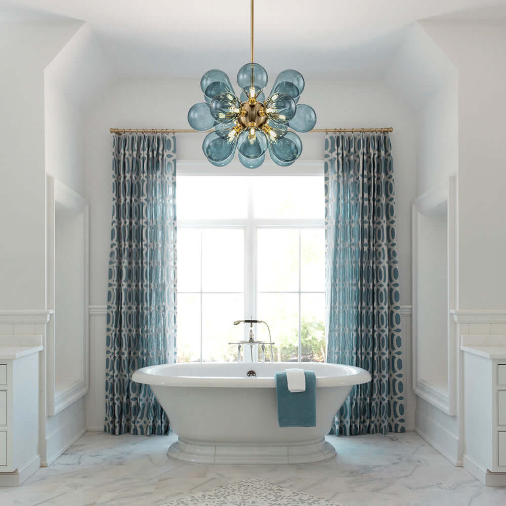 Blue Glass Bubble Chandelier 65cm
