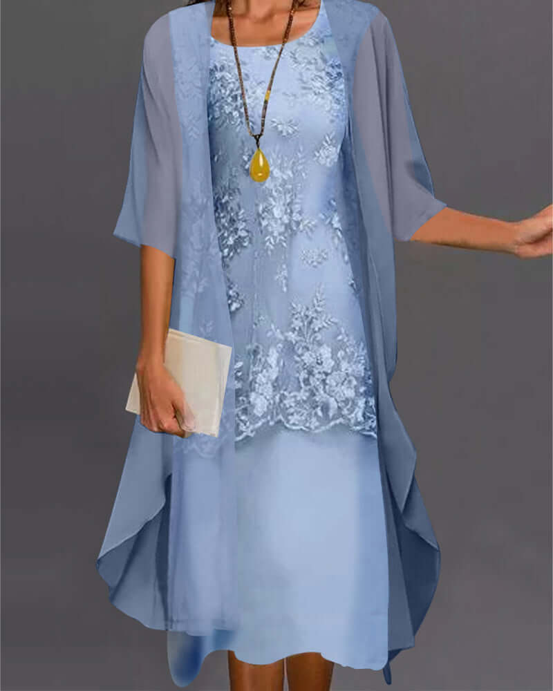 Elegant two-piece dress set detail