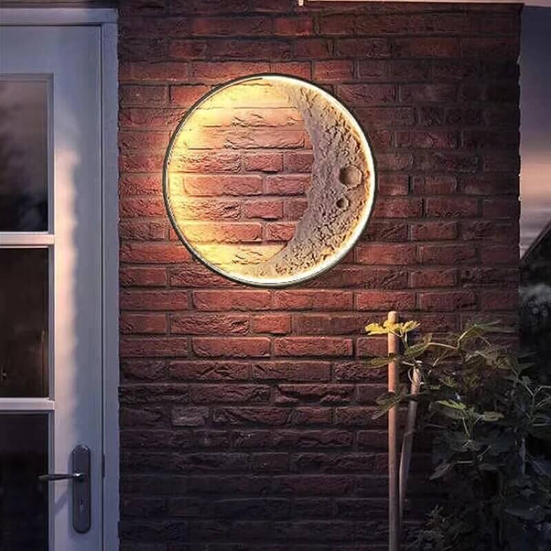 Modern Outdoor LED Moon Wall Light