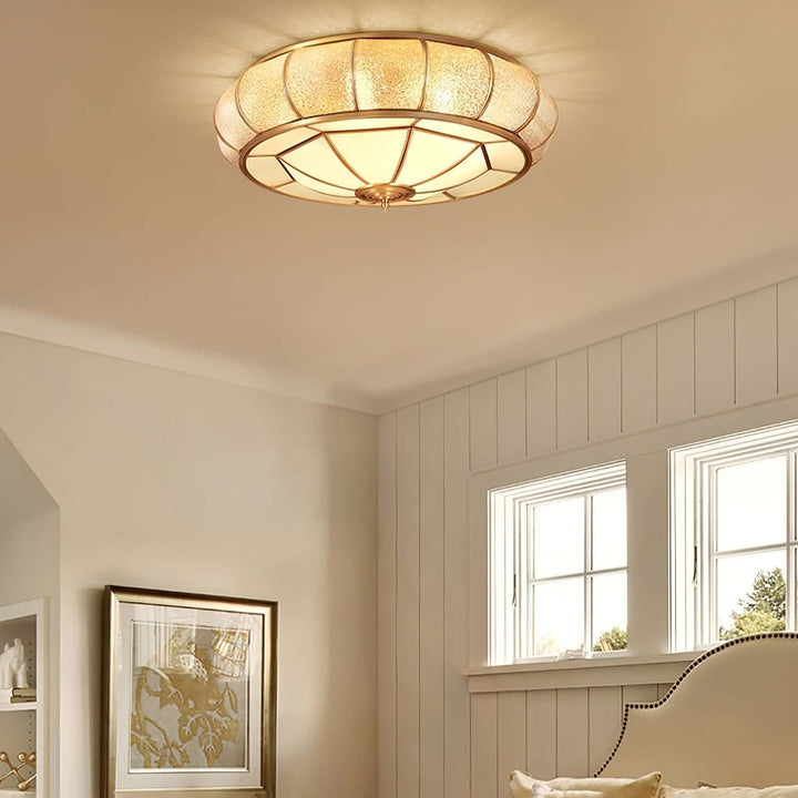 Round Textured Glass Ceiling Light Fixture