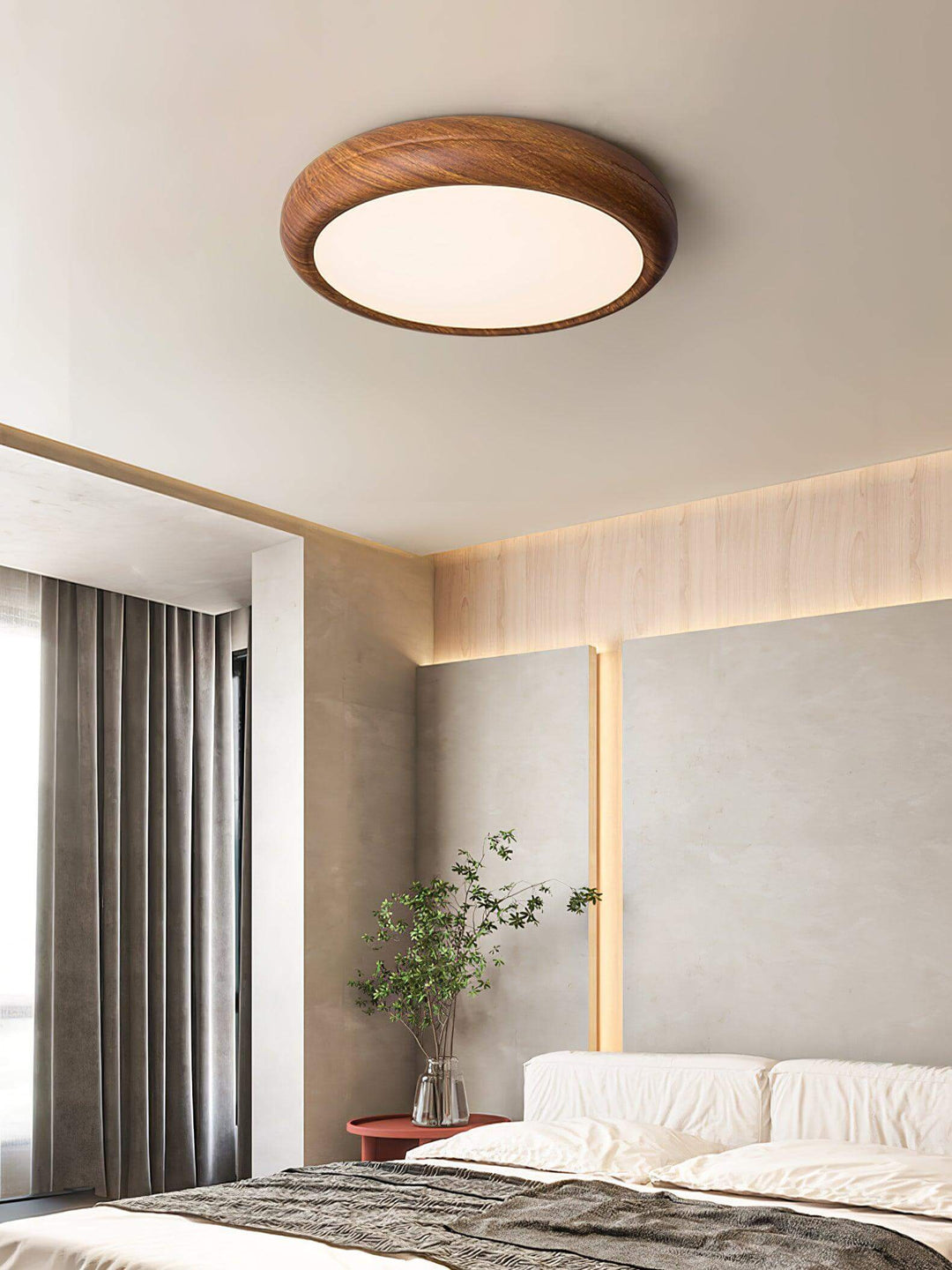 Modern Wood Grain LED Ceiling Light Fixture