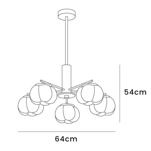Modern Wooden Chandelier with Cotton Balls