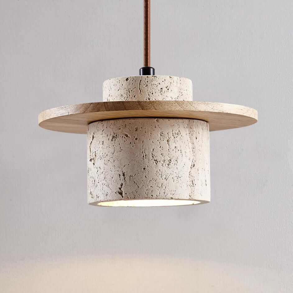 Travertine Stone Pendant Light - Natural Cave Stone