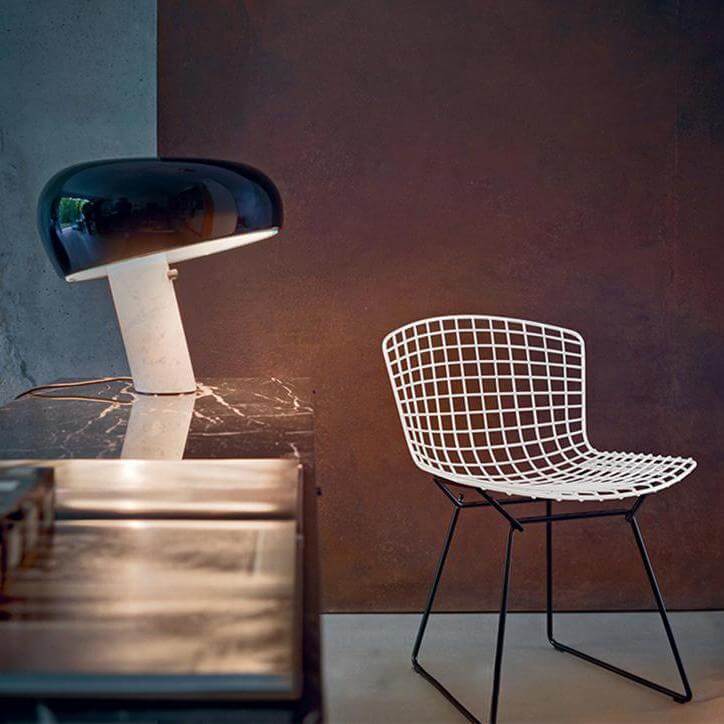 Carrara Marble Table Lamp with Glazed Metal Reflector