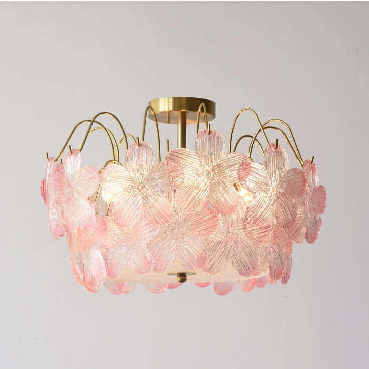 Floral Stained Glass Chandelier for Living Room