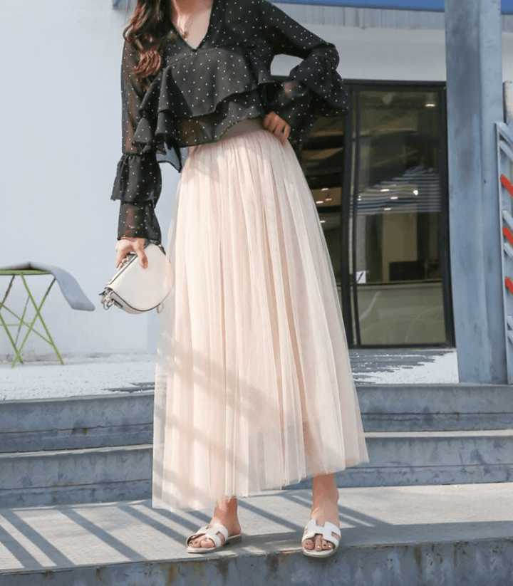 Women's Ankle-Length High-Waist Flowing Skirt