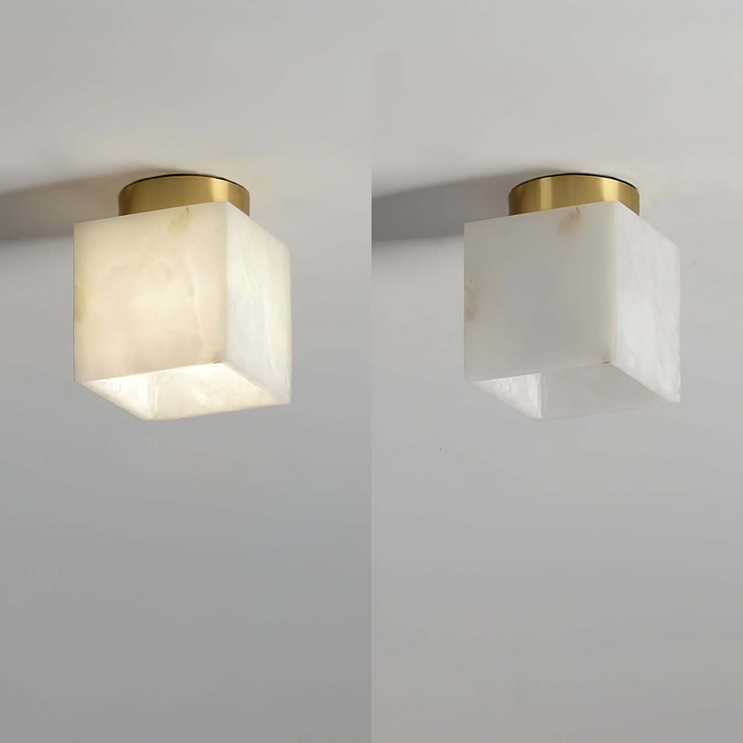 Alabaster Globe Ceiling Light with Brass Detailing