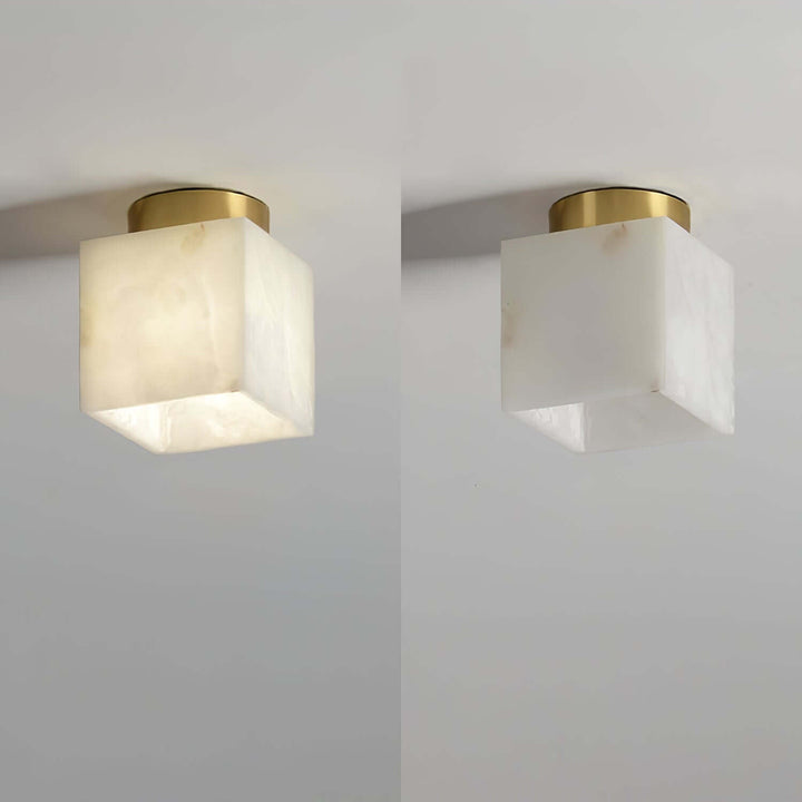 Alabaster Globe Ceiling Light with Brass Detailing