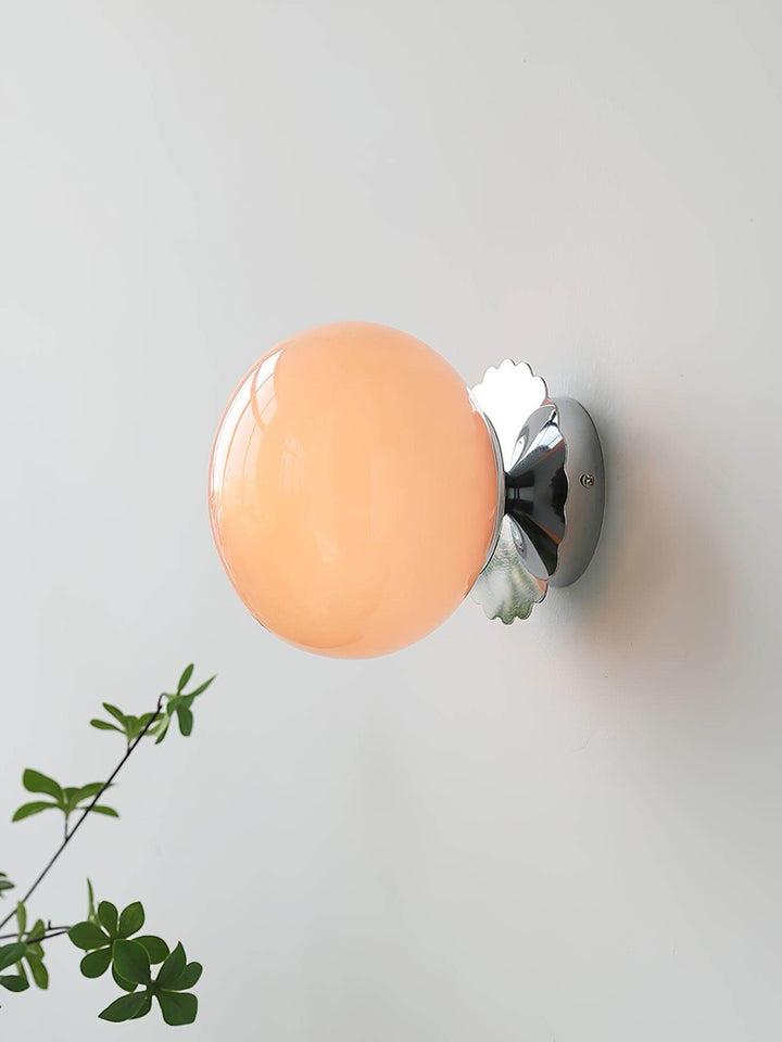 Pink Glass & Metal Sconce Light - 20cm