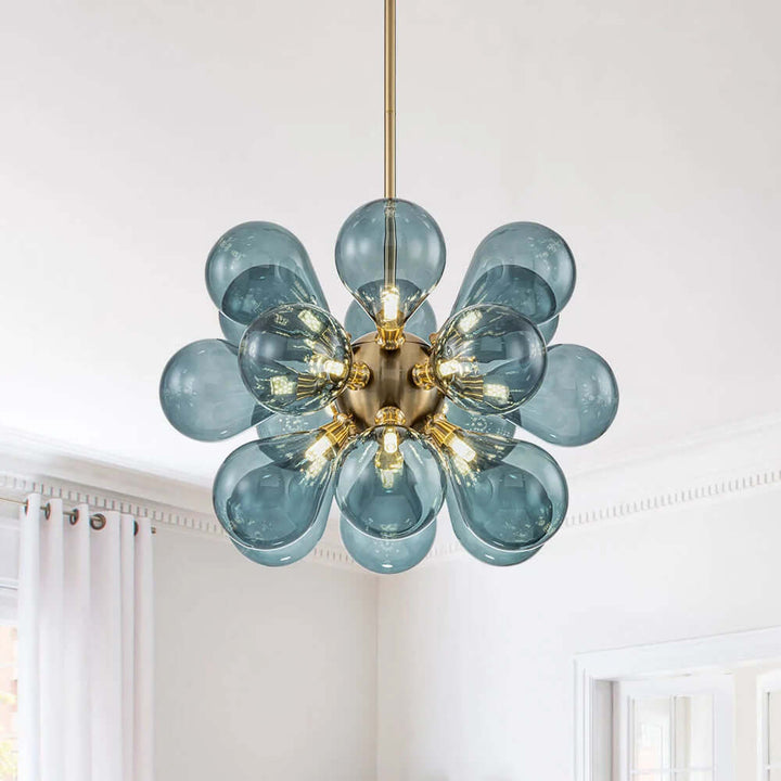 Blue Glass Bubble Chandelier 65cm